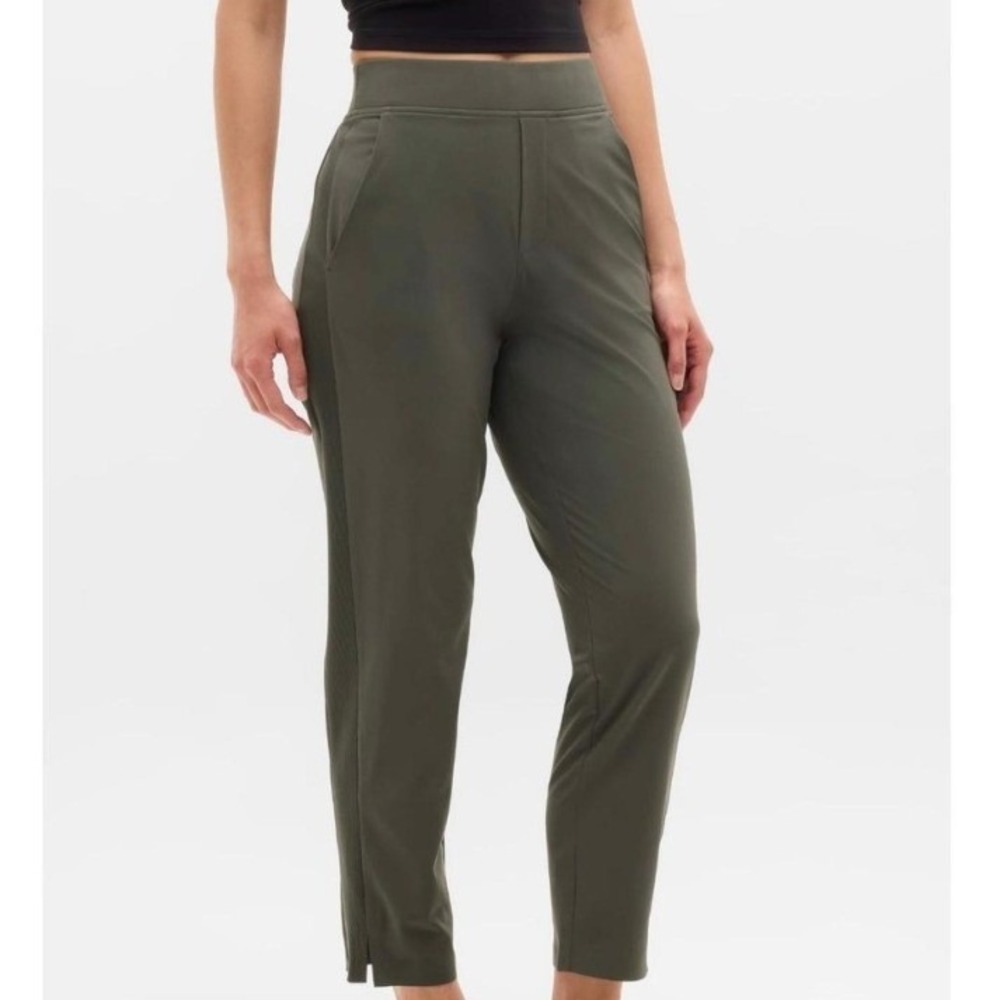 Athleta Brooklyn Ankle Pant Jogger Womens 12 Olive Army Green Minimalist Travel